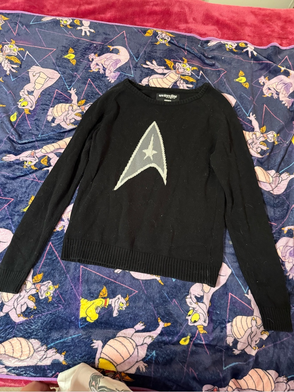 Black Crewneck Sweater with Starfleet Emblem - Women's